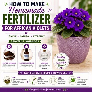 Keep your African violets healthy and blooming with this simple homemade fertilizer recipe. Using coffee grounds, hydrogen peroxide, and vinegar, this easy DIY plant food can help support healthy roots, lush foliage, and beautiful flowers. Perfect for indoor gardeners and African violet lovers.