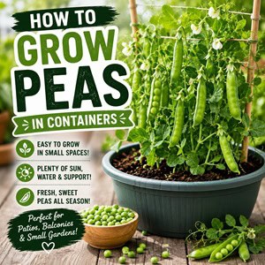 Learn how to grow peas in containers with this easy small-space gardening guide. Perfect for patios and balconies, plus tips for growing tomatoes, cucumbers, lettuce, peppers, and herbs in pots too.