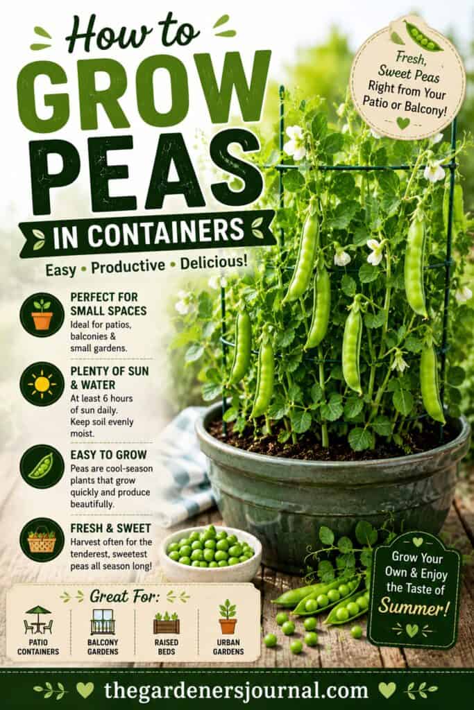 Growing peas in containers is simple and perfect for small gardens, patios, and balconies. Discover tips for growing peas along with zucchini, green beans, carrots, spinach, and other vegetables in containers.