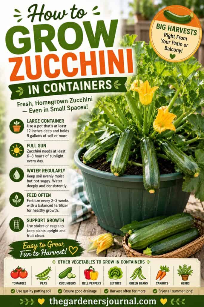 Want fresh zucchini without a big garden? Discover the best tips for growing zucchini in containers, including the right pot size, watering tips, and how to get a larger harvest. A must-read for small space gardening, patio gardens, and summer vegetable gardens.
