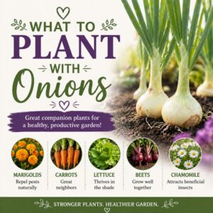 Planning your garden? These best companion plants for onions include carrots, lettuce, beets, marigolds, and chamomile. A simple guide to onion companion planting and growing companion planting successfully.