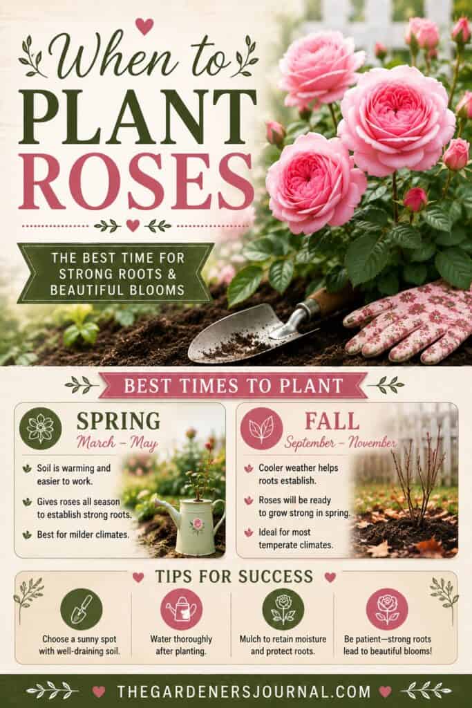Find out when to plant roses for healthier plants and more beautiful blooms. This easy guide covers the best seasons for planting roses plus helpful tips for success. Great for rose care, flower gardening, cottage gardens, beginner gardeners, and seasonal garden planning.