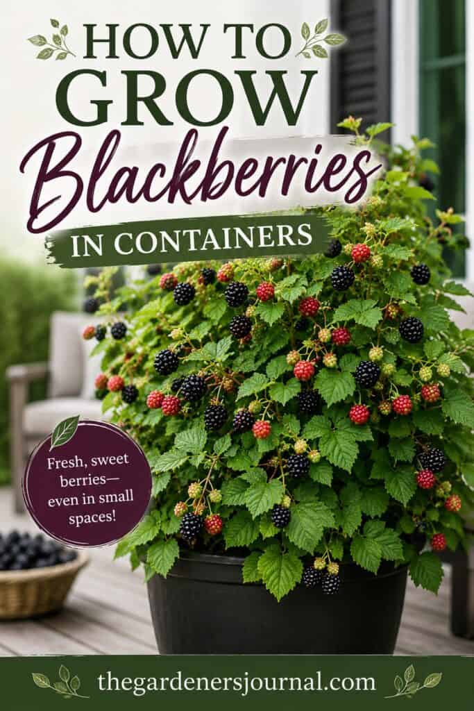 Learn how to grow blackberries in containers and enjoy fresh berries even in small spaces! This easy guide covers the best pots, soil, watering tips, and care for growing juicy blackberries on patios, porches, decks, and balconies. Perfect for container gardening, small space gardening, edible gardening, backyard gardening, and cottage garden inspiration.