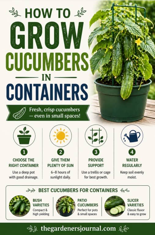 Learn how to grow cucumbers in containers with simple steps that work. Perfect for small spaces, patios, and balconies—grow fresh, crisp cucumbers right at home.