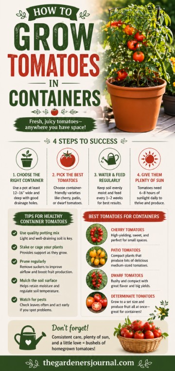Want fresh tomatoes at home? This guide shows how to grow tomatoes in containers, including the best varieties, watering tips, and how to get a bigger harvest in less space.