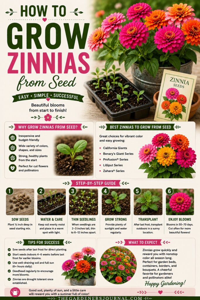 Want beautiful flowers without spending a fortune? Learn how to grow zinnias from seed and fill your garden with vibrant blooms. Zinnias are among the easiest cottage garden flowers to grow and attract butterflies, bees, and other pollinators.