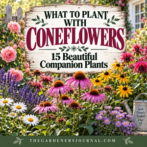 Wondering what to plant with coneflowers? Discover beautiful cottage garden flowers like roses, peonies, bee balm, lavender, catmint, yarrow, and black-eyed Susans that look gorgeous growing alongside purple coneflowers.