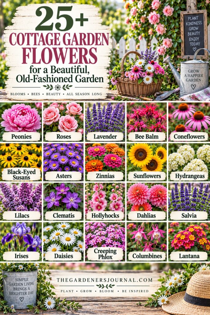 Bring old-fashioned charm to your garden with peonies, roses, lavender, lilacs, hollyhocks, daisies, irises, clematis, dahlias, coneflowers, and more. These beautiful cottage garden flowers can help you create a lush, layered garden that blooms throughout the growing season.